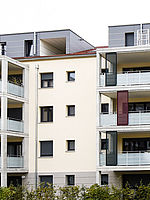 Neu errichtete Wohnhäuser in Stuttgart Hallschlag